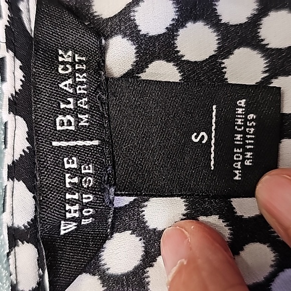 WHITE HOUSE BLACK MARKET, women's Y2K Top Black and white dots. Size small. - Picture 7 of 10
